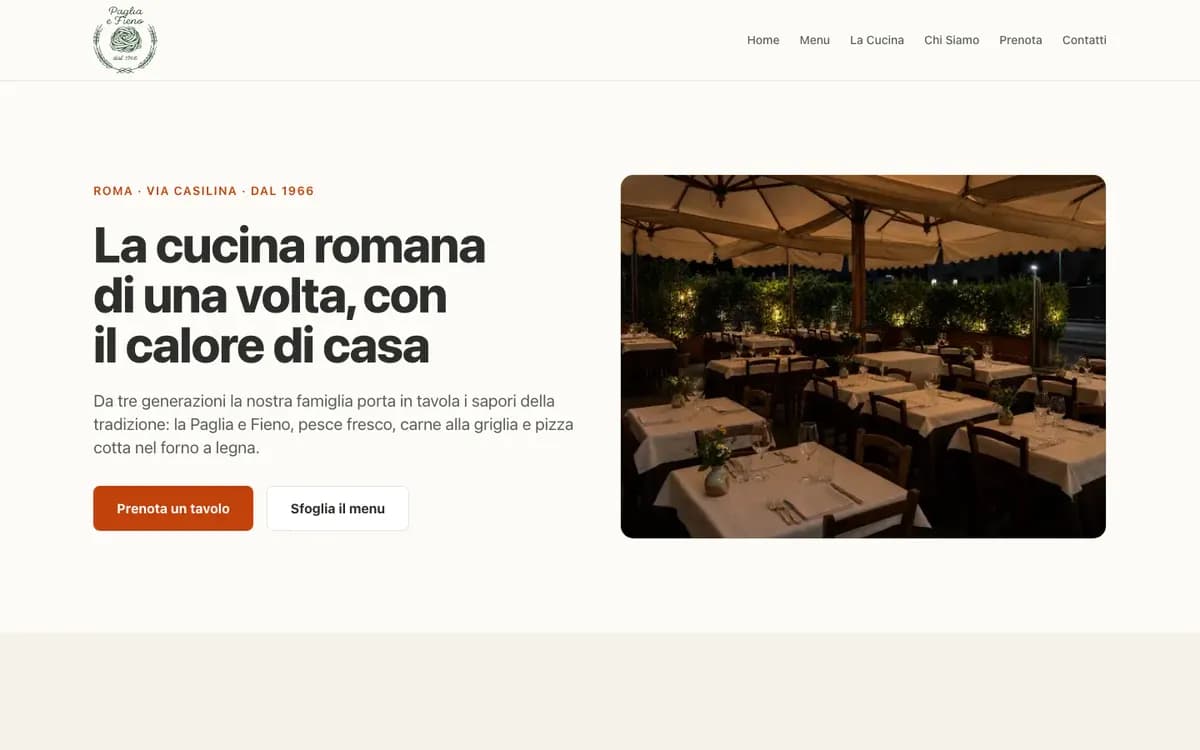 Home page del sito Ristorante Pizzeria Paglia e Fieno